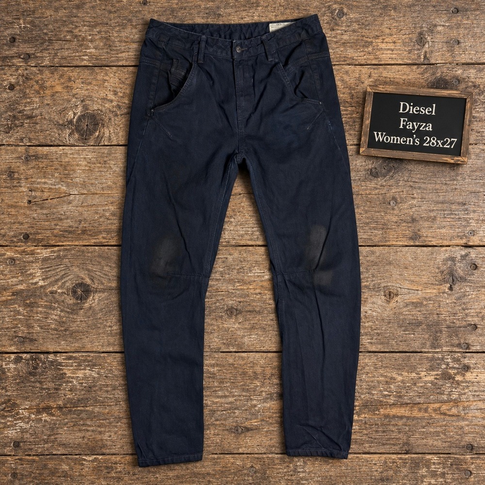 Diesel Fayza Relaxed-Boyfriend Jeans Women 28x27 Dark Blue Wash Low Waist 0816V